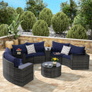 Outdoor Patio Furniture 11-Piece Half-Moon Sectional Round Patio Furniture Set by HouseOfZazla