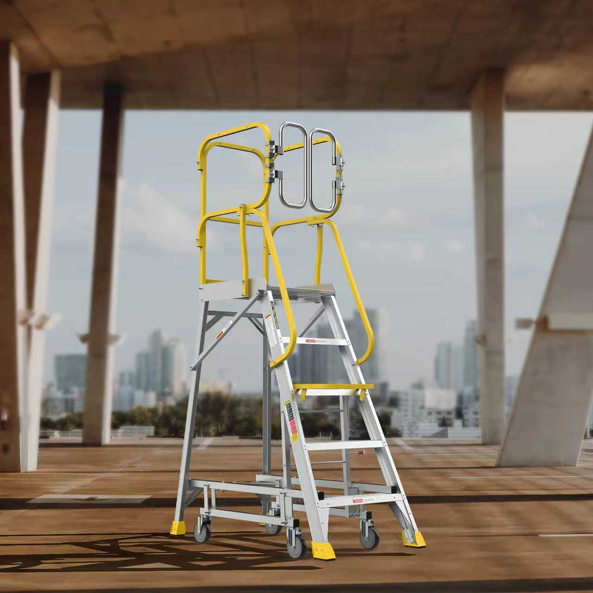 5 Step 375lbs Aluminum Rolling Platform Ladder, photo 7 of 10