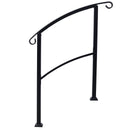 Handrails For Outdoor Steps, Fit 1 Or 3 Steps Outdoor Stair Railing, Flexible Front Porch Hand Rail, Transitional Handrails For Concrete Steps Or Wooden Stairs - Black by HouseOfZazla