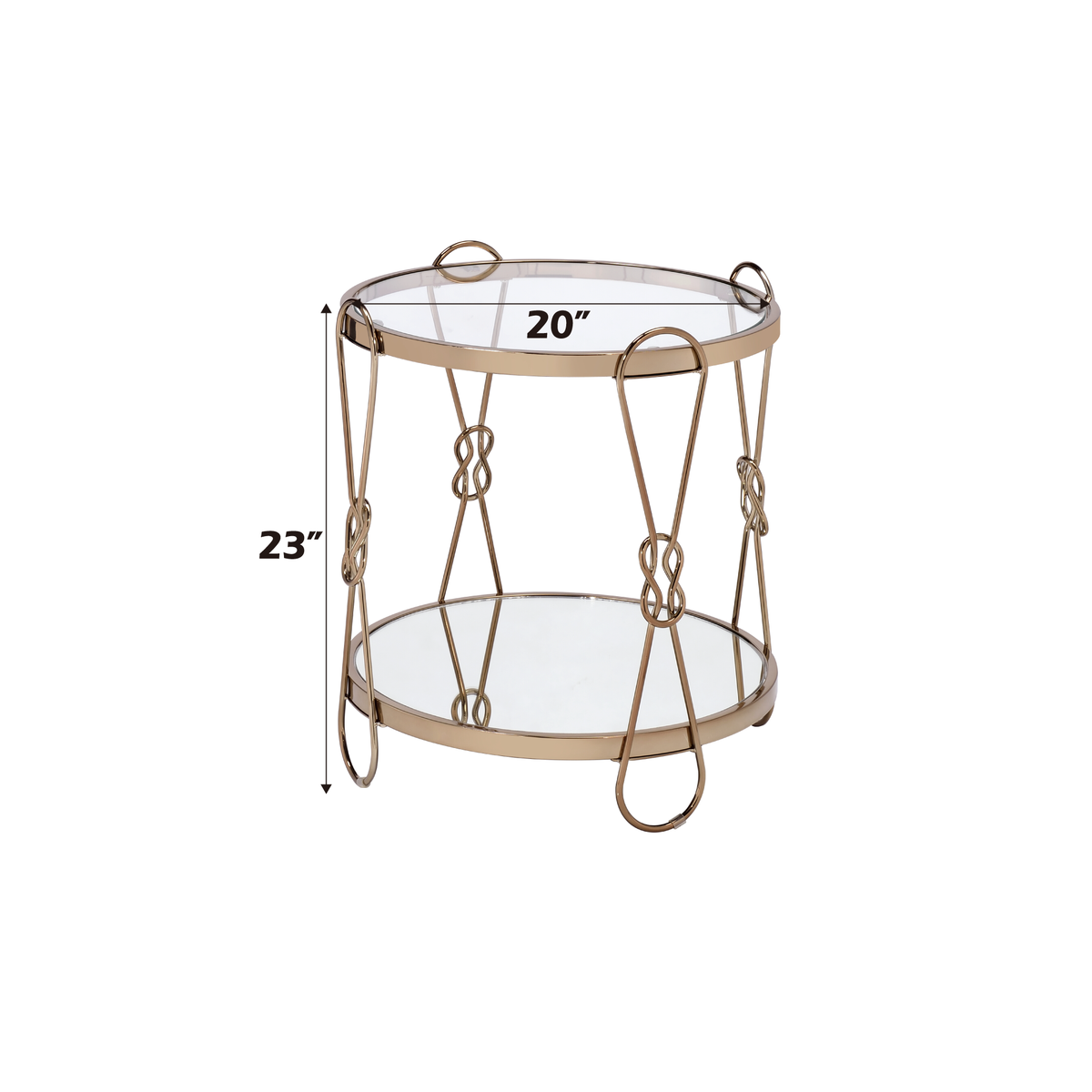 Zekera Mirrored & Champagne Finish End Table, photo 2 of 5