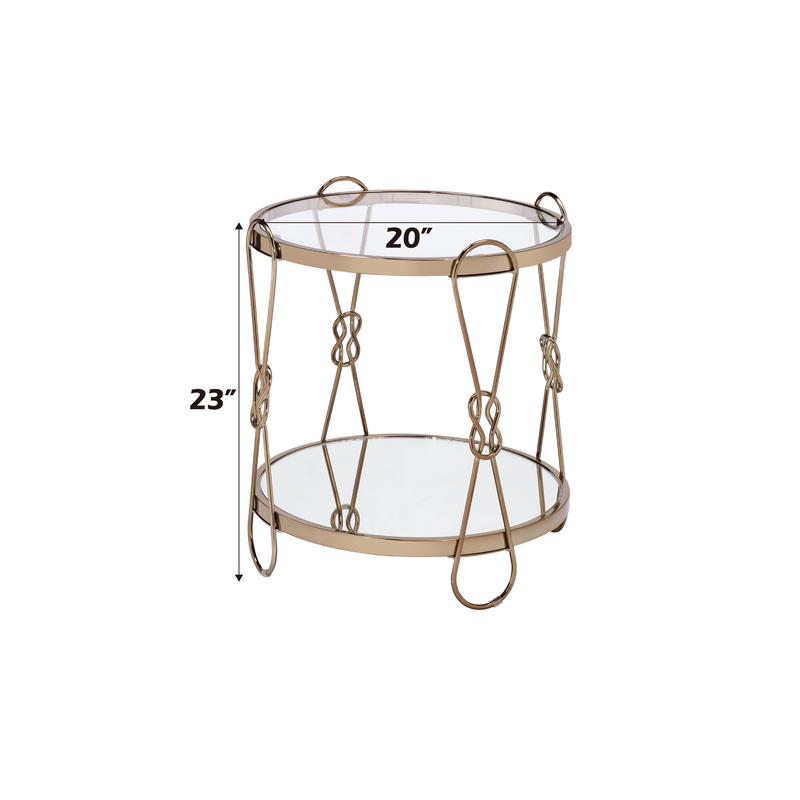 Zekera Mirrored & Champagne Finish End Table, photo 2 of 5