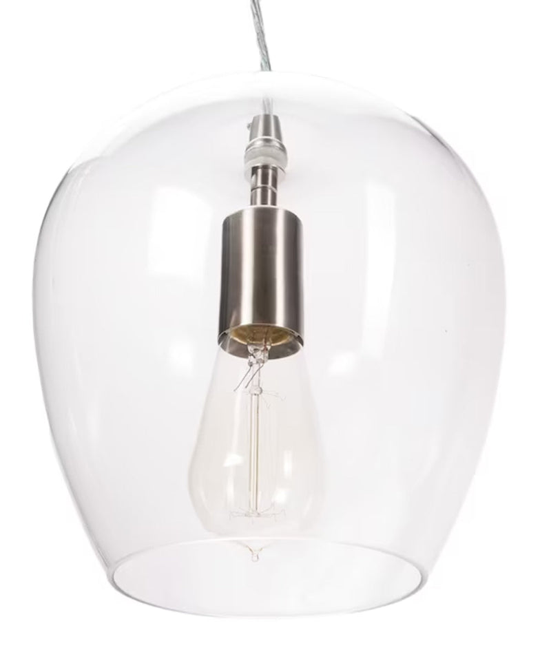 Allen + Roth 8"W 1-Light Bell Mini Pendant Light Fixture by Kichler Brushed Nickel with Clear Glass Shade Finish