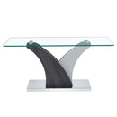 Artistic Rectangular Coffee Table With Tempered Glass Countertop