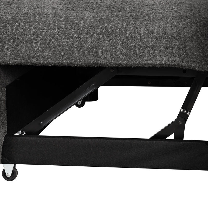 87.7" Convertible Sleeper, Sectional Pull Out Sofa Bed with Storage Ottoman, 2 Throw Pillows, 2 Stools, Wireless Charger and Two Hidden USB Ports for Living Room, Dark Gray