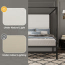 Canopy Bed With Tall Upholstered Headboard, 4 Poster Frame