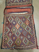26" X 56" Antique Handmade Authentic Tribal Wool Rug Double Bag Tobreh