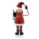 Cheerful Santa Claus Holding Tree And Waving, Holiday Decoration With Festive Design - Red
