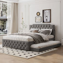Upholstered Platform Bed With Trundle And 2 Sets Of USB Ports On Each Side, Fabric by Unique Piece Furniture