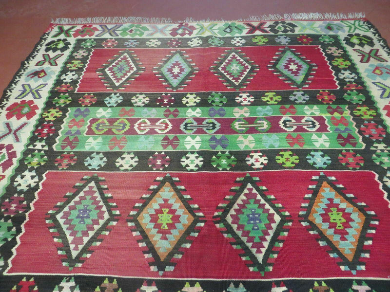 7' X 9' Vintage Turkish Kilim Handmade Flat Weave Wool Rug Veg Dye Nice