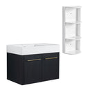 Modern Wall Mounted Bathroom Vanity With Resin Sink And Storage Rack by Unique Piece Furniture