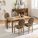 French Style Solid Wood Frame Antique Painting, Hand-Pulled Buckle Decoration Artificial Dining Chair With Nailhead Trim, Wood Legs by HouseOfZazla