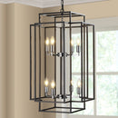18' Modern 8-Light Black & Chrome Geometric Pendant Chandelier