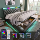 Upholstered Bed, 360 Surround LED Function, Remote Control, Hydraulic Storage Bed With USB, Type-C Charging (Without Mattress) by HouseOfZazla