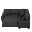 87.4"Sectional Sleeper Sofa with USB Charging Port and Plug Outlet,Pull-Out Sofa Bed with 3 Pillows, L-Shape Chaise for Living Room Small Apartment,Black