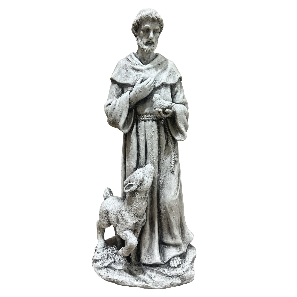 Magnesium Oxide Saint Statue With Lamb Weatherproof Religious Sculpture, photo 6 of 7