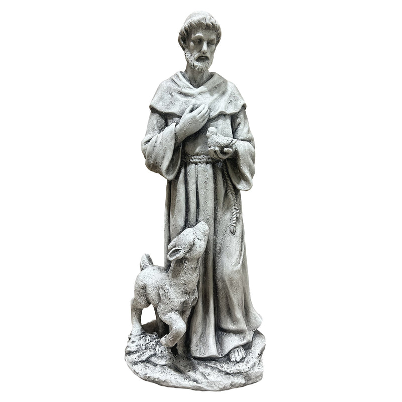 Magnesium Oxide Saint Statue With Lamb Weatherproof Religious Sculpture, photo 6 of 7
