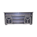 65.3" TV Stand with LED Light Strips and Iron Mesh Barn Door
