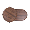 Round Coffee Table With Storage Tray 2 Tier Oval End Tables Wooden Small Side Table For Living Room by HouseOfZazla