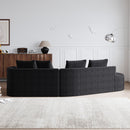Upholstered Oversized Sectional Sofa, 4 Seater Extra Deep & Wide Seat Curved Cloud Couch With 4 Throw Pillows, Free Combination Living Room - Black by HouseOfZazla