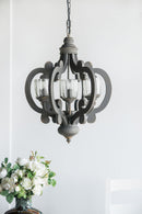 Farmhouse Chandelier, 6 Light Wood Chandelier Pendant Light Fixture With Adjustable Chain For Dining Room Living Room Entryway, Bulb Not Included by Unique Piece Furniture