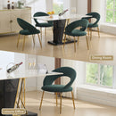 Velvet Fabric Dining Chair with Curved Backrest and Golden Metal Legs