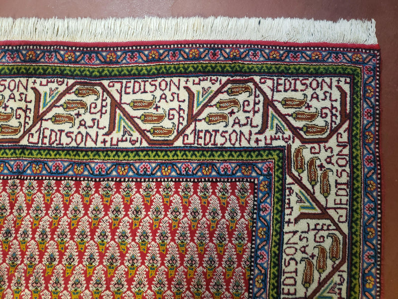 6x9 Finely Woven Turkish Tribal Rug, Boteh/Paisley Pattern, Red & Beige Area Rug, Vintage Wool Carpet, Entryway Rug, Hand-Knotted Foyer Rug