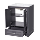 Bathroom Vanity With Ceramic Sink Combo, Modern Freestanding Storage Cabinet With Silver Handles by HouseOfZazla