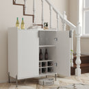 2 Door Wine Bar Cabinet With Adjustable Shelf, Soft-Closing Hinges, And High Feet - White by HouseOfZazla