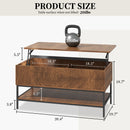 Rectangle Lift Top Coffee Table With Hidden Storage And Lower Shelf - Brown by HouseOfZazla