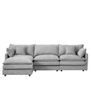Contemporary Modular Sectional Sofa, 105 Inch L-Shaped Couch Set with Movable Ottoman, Chenille Grey