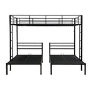 Modern Metal Triple Bunk Bed With Vertical Ladder, Safety Rail, And Storage Shelf - Black by HouseOfZazla