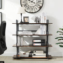 4 Tier Office Bookcase Shelf Rustic Wood Metal Bookshelves Freestanding Open Book Shelf, Industrial Tall Corner Bookcase Easy to Assemble for Home Office, Living Room and Bedroom