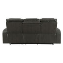 Taddeo - Power Motion Sofa With Power Headrest, USB, Wireless Charger, LED & Reading Light - Dark Gray