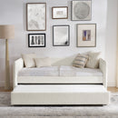 Daybed with Trundle Upholstered Tufted Sofa Bed, Twin Size, Boucle Fabric, Beige (83'x43'x29.5')
