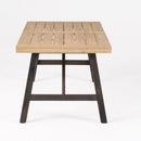 Outdoor Weather Resistant Dining Table With Slat Panel Design - Natural / Gray