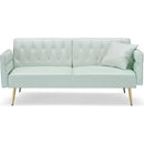 67.71 Inch Faux leather sofa bed with adjustment armres