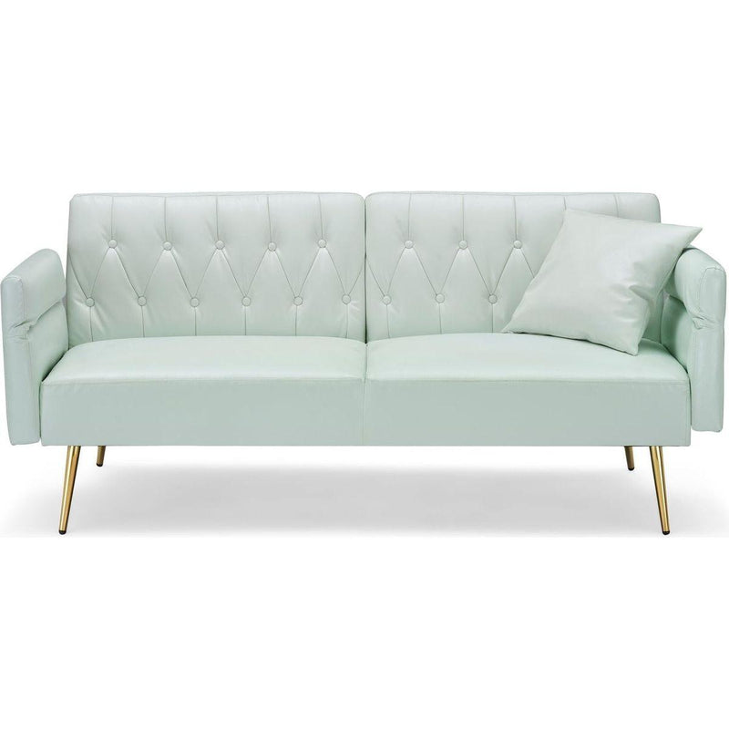 67.71 Inch Faux leather sofa bed with adjustment armres