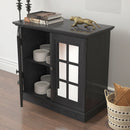 Sideboard Cabinet With Mirrored Doors, Adjustable Shelf, Metal Handles by HouseOfZazla
