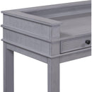 TREXM 4-Piece Dining Table Set for 3, Retro Kitchen Table and Chairs Set with 3 Storage Drawers, Ideal for Small Spaces (Gray)