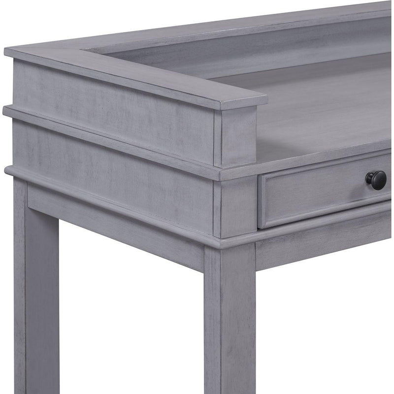 TREXM 4-Piece Dining Table Set for 3, Retro Kitchen Table and Chairs Set with 3 Storage Drawers, Ideal for Small Spaces (Gray)