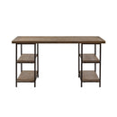 Industrial Style Metal Frame Accent Desk With Side Shelving - Gray by HouseOfZazla