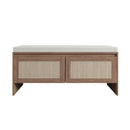 Storage Bench With Cushion, Shoe Cabinet With 2 Doors - Antique Natural / Rattan by HouseOfZazla