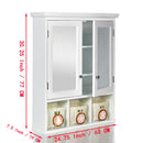 Bathroom Storage Cabinet, Medicine Cabinets For Bathroom With Mirror, 2 Doors 2 Adjustable Shelf & 3 Christmas Style Storage Basket - White by Unique Piece Furniture