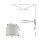 12"W 1 Light Swag Plug-In Pendant  Shallow Drum Textured Oatmeal Shade White Cord