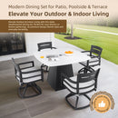 Outdoor Patio Dining Set, Squircle Dining Table, Dining Chairs With Sunbrella Cushions by Unique Piece Furniture