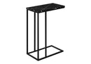 Accent Table, C-Shaped, Marble Look Modern Design - Black by HouseOfZazla