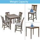 5 Pieces Dining Table Set, Counter Height Kitchen Table Set With Square Table And 4 Upholstered Chairs