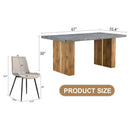 Table and chair set.Cozy Modern MDF Dining Set -67'x35.4' with 4 Gray  Artificial Leather Chairs With Curved Widened Cushion Design.Suitable for restaurants, kitchens, dining rooms,etc.