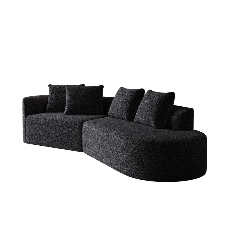 Upholstered Oversized Sectional Sofa, 4 Seater Extra Deep & Wide Curved Cloud Couch With 4 Throw Pillows For Living Room - Black, photo 23 of 23