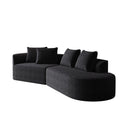 Upholstered Oversized Sectional Sofa, 4 Seater Extra Deep & Wide Curved Cloud Couch With 4 Throw Pillows For Living Room - Black by HouseOfZazla
